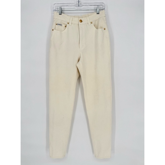 Escada Denim - Vintage Escada Sport High Rise Tapered Leg Cream Ivory White Jeans Gold